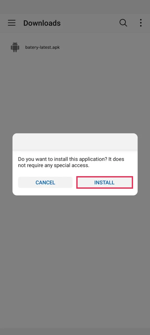 Open the APK file and start installing Batery on your device.