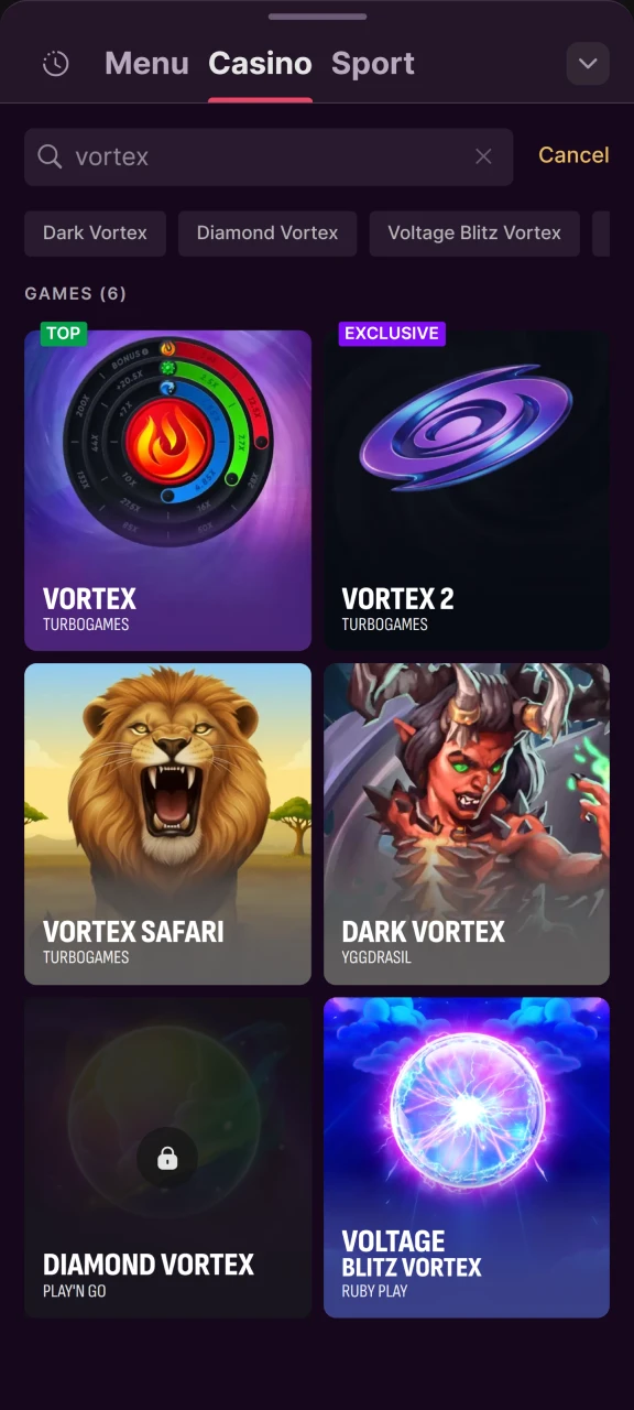 Open Vortex and enjoy playing with Batery.